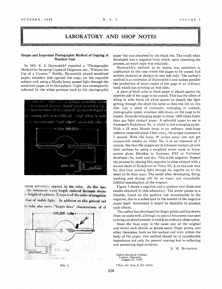 First page of Simple and Important Photographic Method of Copying at Nominal Cost