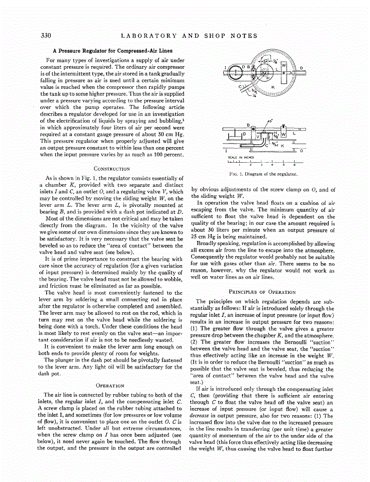 First page of A Pressure Regulator for Compressed‐Air Lines