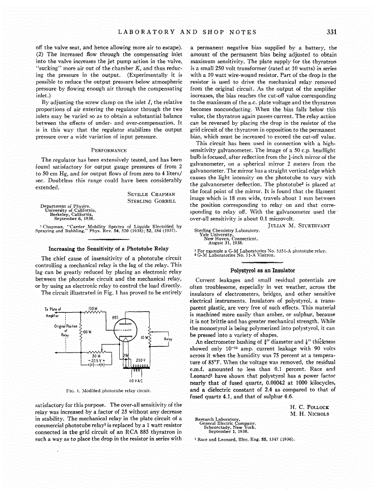 First page of Increasing the Sensitivity of a Phototube Relay