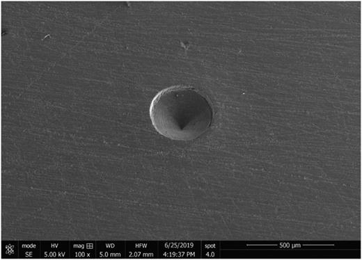 FIG. 2. Image of an OsteoProbe indentation for measurements.